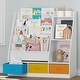 preview thumbnail 1 of 6, COSTARS Kids Bookshelf and Toy Storage, 5-Tier Sling Montessori Bookshelf with Bins, Wood Childrens Bookcase Organizer White