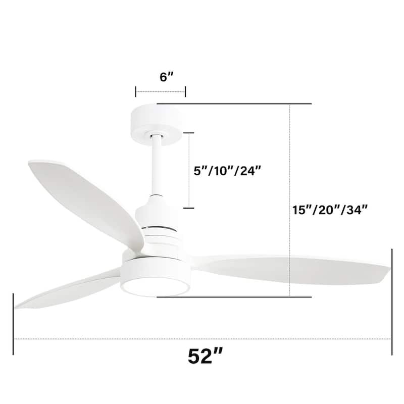 Sofucor 52-inch Solid Wood Ceiling Fan with LED Light,Remote Control Included,Reversible,Quiet and Powerful