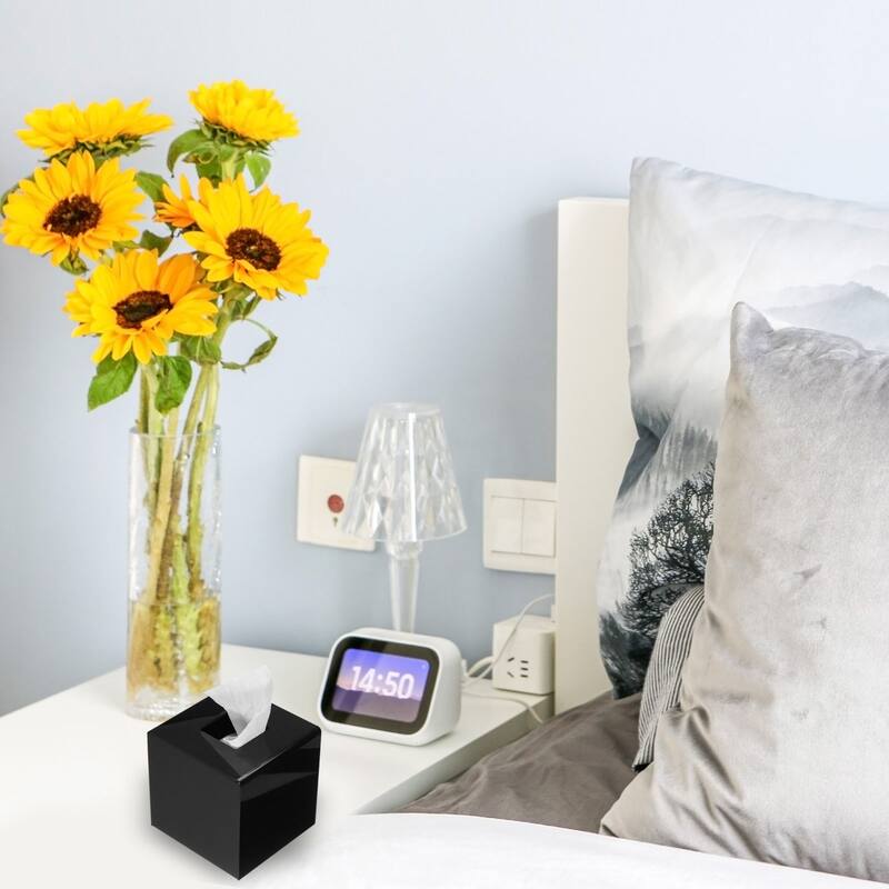 Tissue Box Cover with Base Square Tissue Box Holder for Home Office
