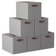 preview thumbnail 50 of 64, Foldable Collapsible Storage Box Bins Linen Fabric Shelf Basket Cube Organizer with Leather Handles - Set of 6