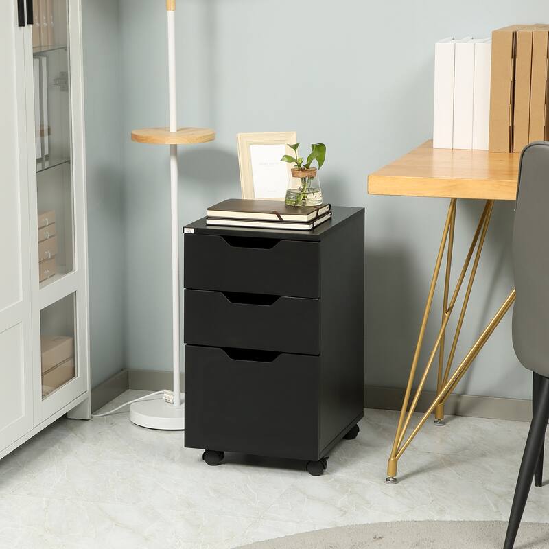 HOMCOM 3 Drawer Mobile File Cabinet, Rolling Printer Stand, Vertical Filing Cabinet - Painted