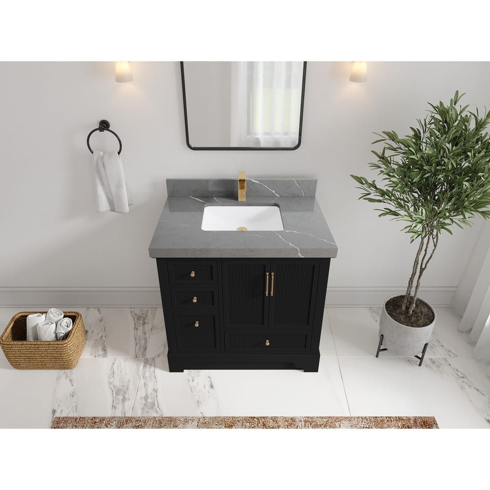 Willow Collections 36 in. W x 22 in. D Alys Center Sink Right Bathroom Vanity with Countertop