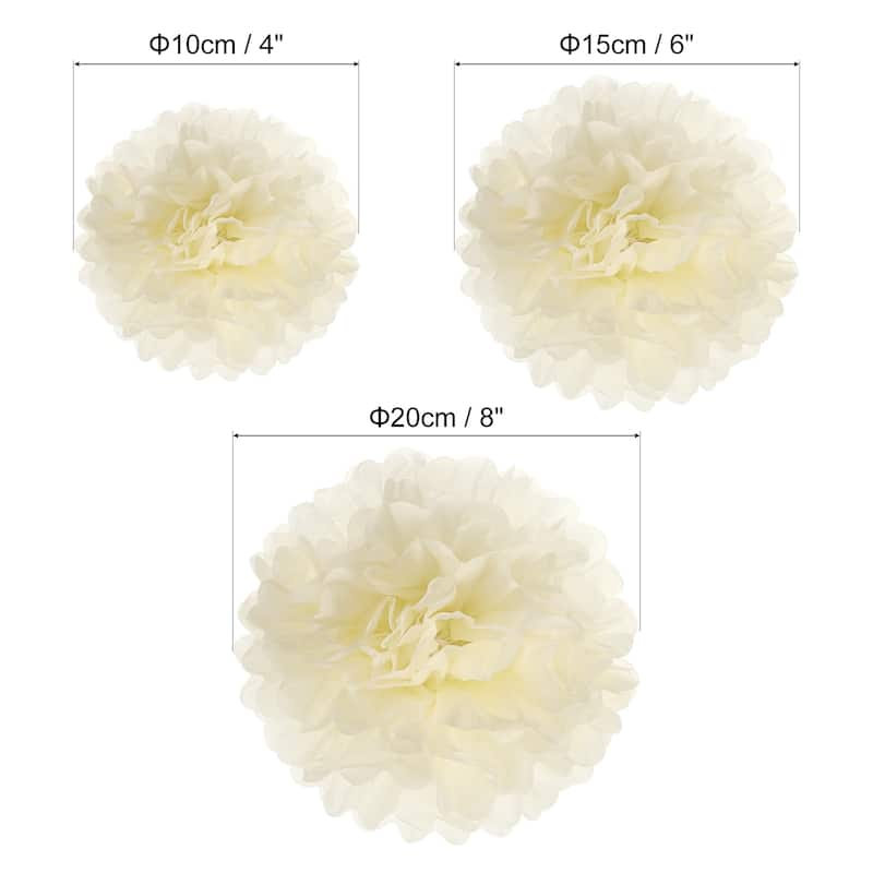 12Pcs 4"/6"/8" Tissue Pom Poms Paper Flowers Ball Party Wedding Decor - Beige