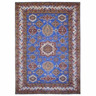 Shahbanu Rugs Afghan Super Kazak with Geometric Design Ghazni Wool Hand ...