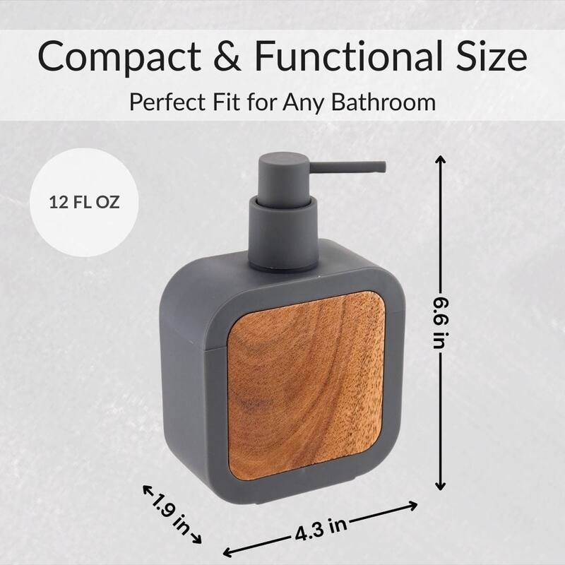 Contemporary Soap Dispenser Rubber and Wood - 4.3 L x 1.9 W x 6.6 H