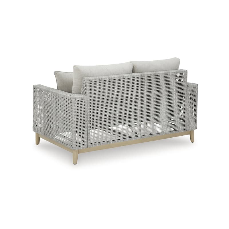 Signature Design by Ashley Seton Creek Gray Outdoor Loveseat with Cushion - 58.5" W x 36.25" D x 35.88" H