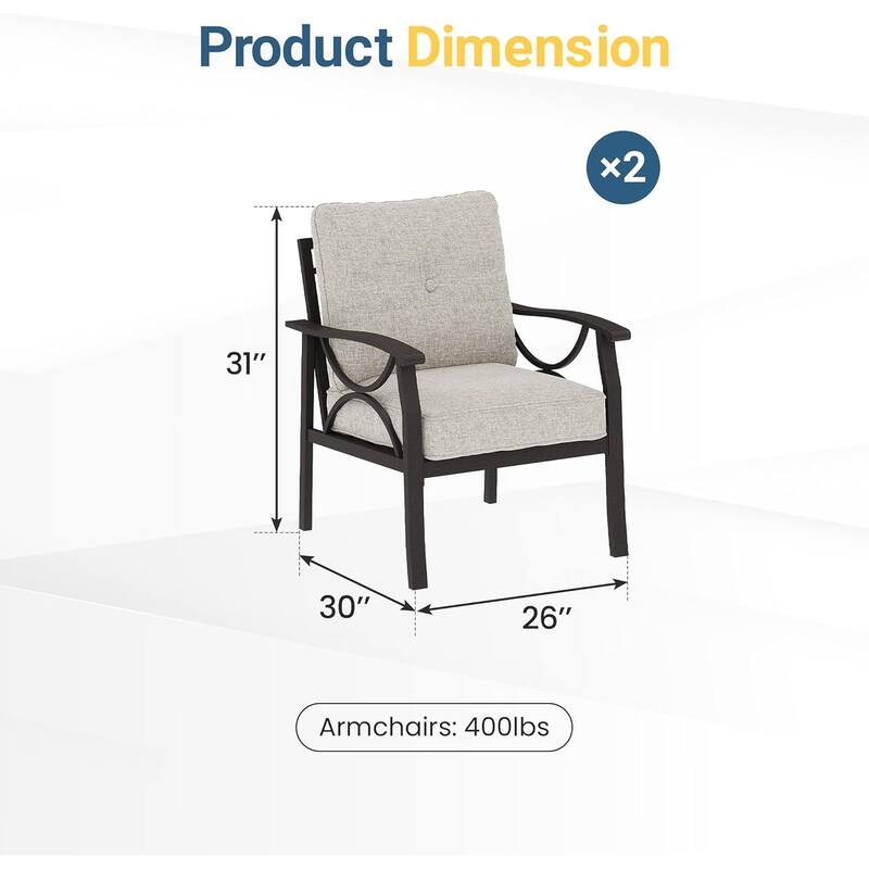 All Weather 2 Pieces Outdoor Single Sofa