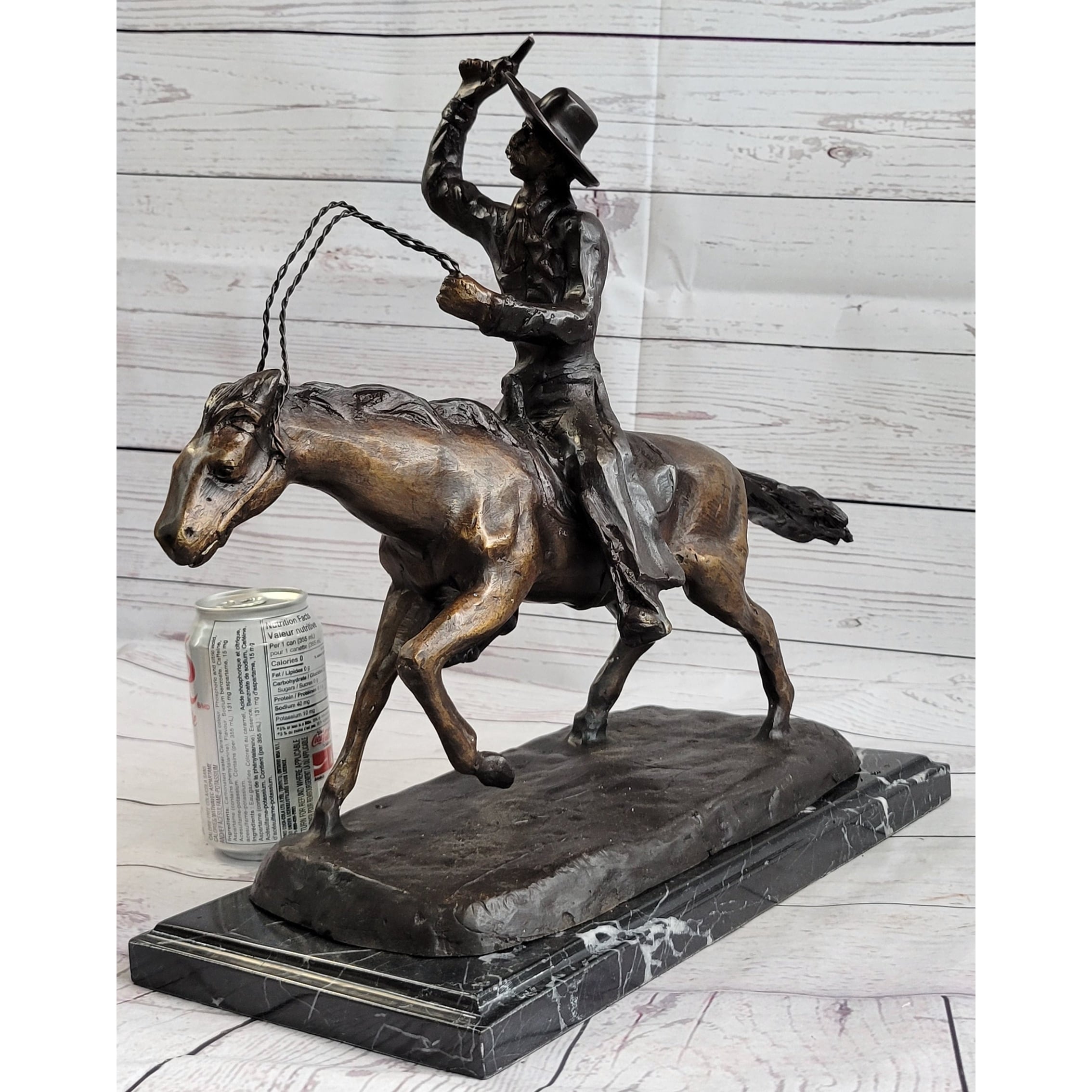 Frederic Remington Bronze Cowboy Will Rogers Statue
