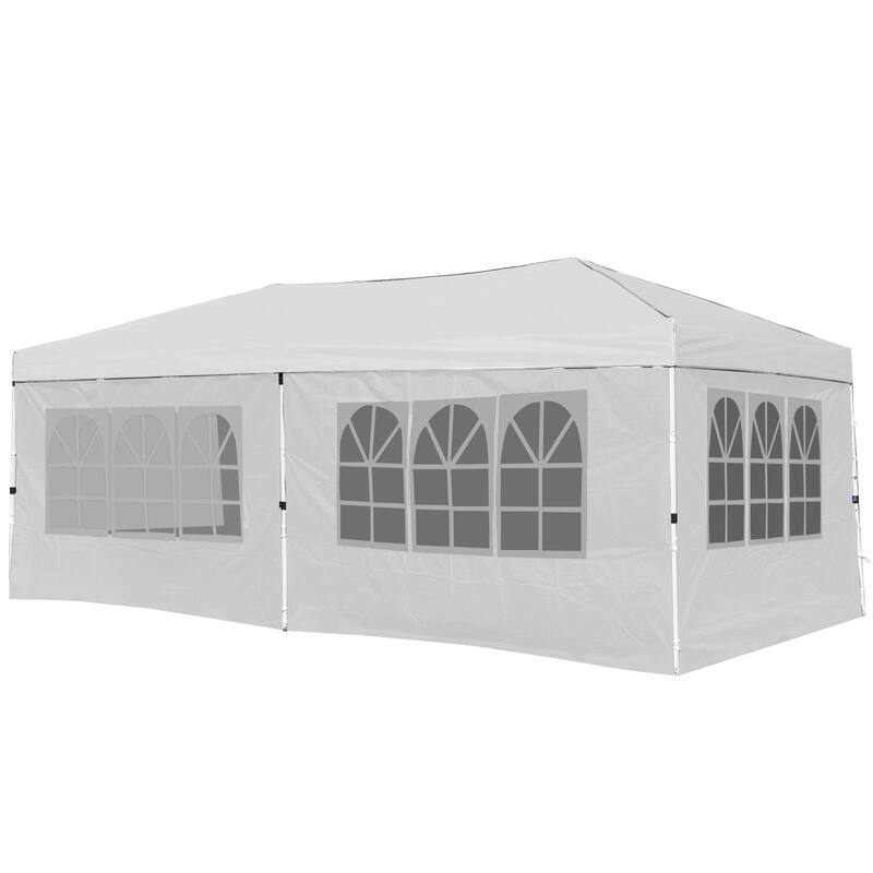 Gymax 10 X 20 FT Pop up Canopy Tent w/ 6 Sidewalls Wheeled Bag 6