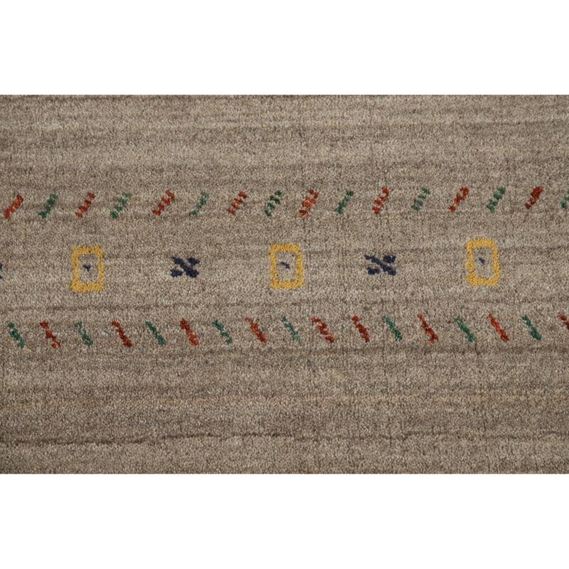Hand Knotted Oriental 100% Wool Carpet Tribal Animal Pictorial Beige & Ivories Gabbeh Area Rug - 7' 9'' X 5' 1''