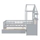 preview thumbnail 9 of 9, Twin Size House Bed with Sofa and Two Storage Drawers Kids Bed with Storage Shelf Grey