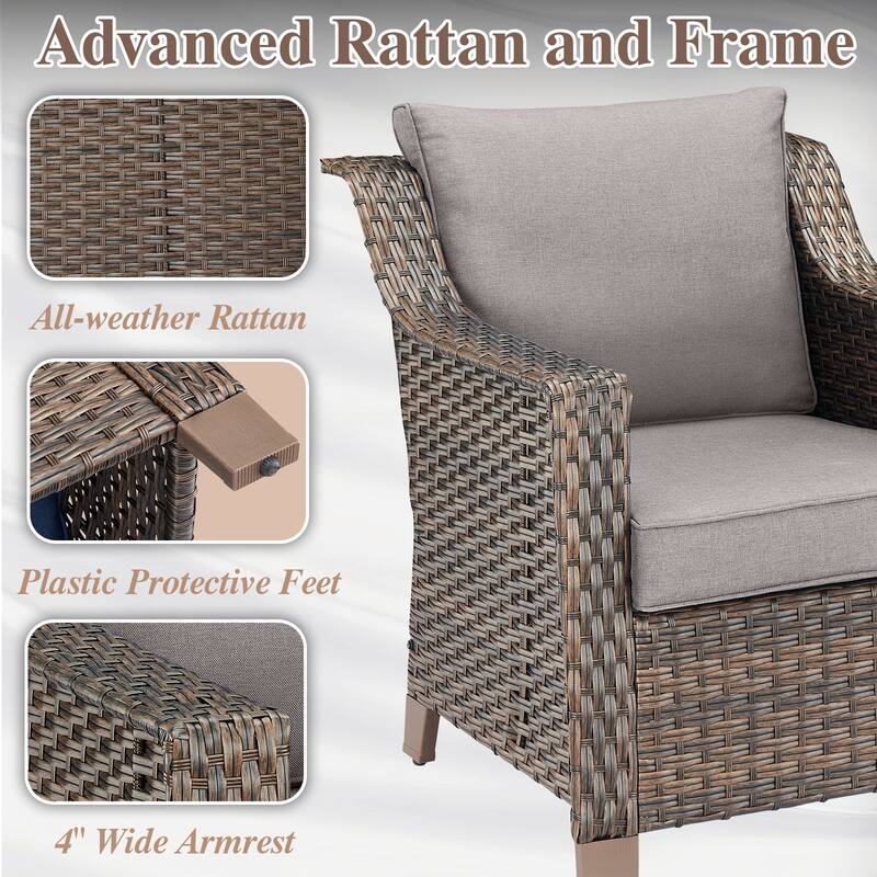 Outdoor Sofa Chair Table & Swive Chail with Ottoman