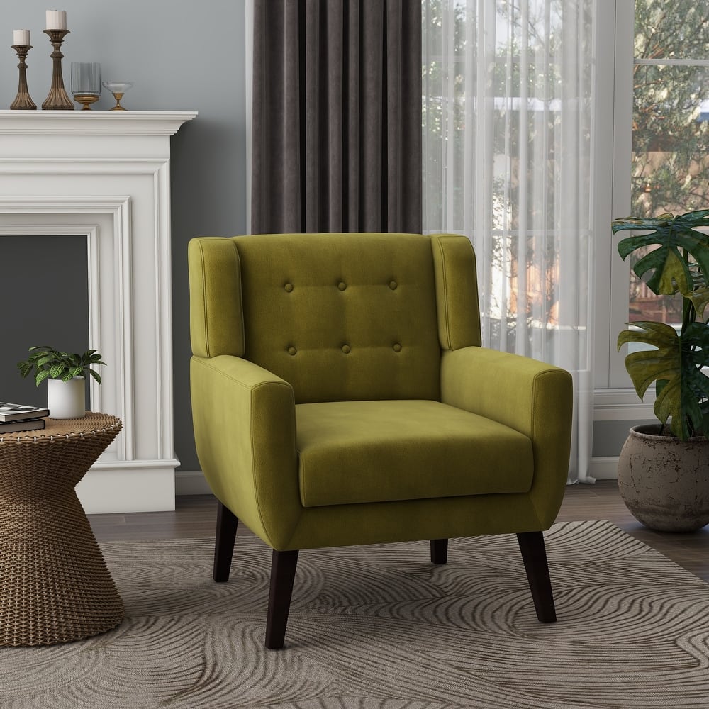 Velvet Upholstered Armchair Tufted Accent Chair