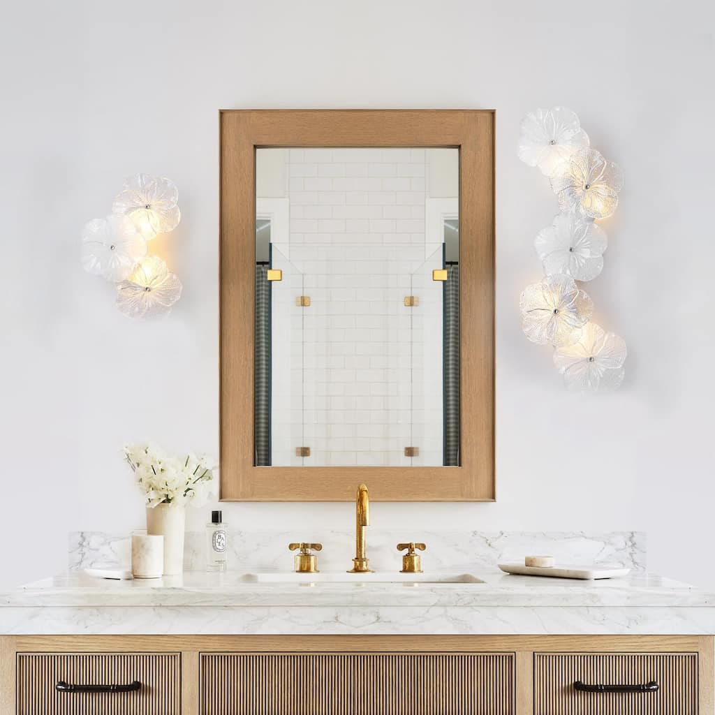 Modern Elegant Clear and Frosted Bubble Glass Flower Petal Wall Sconce