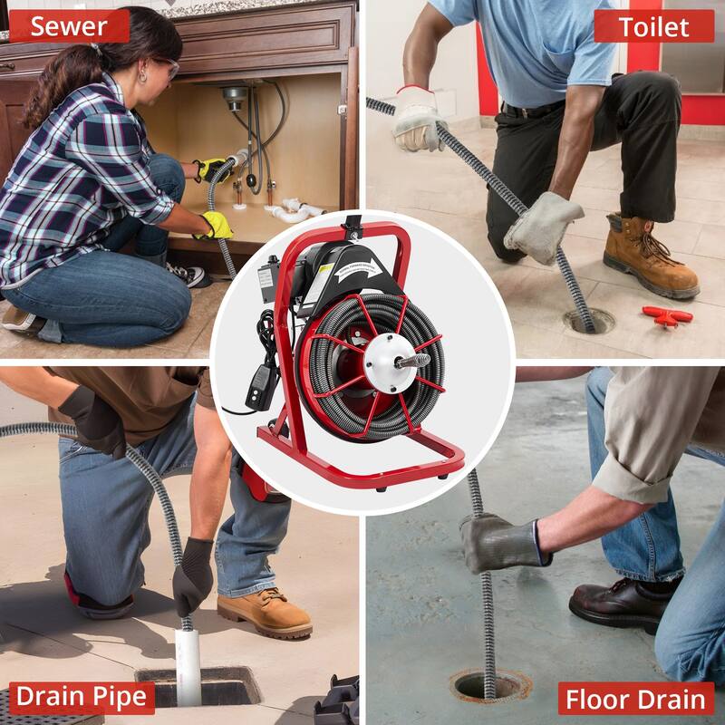 50FT 3/8 Inch Electric Drain Cleaner Machine for Sink, Toilet & Sewer