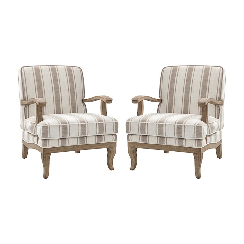 Rinaldo Farmhouse Upholstered Armchair with Solid Wood Legs Set of 2 by HULALA HOME