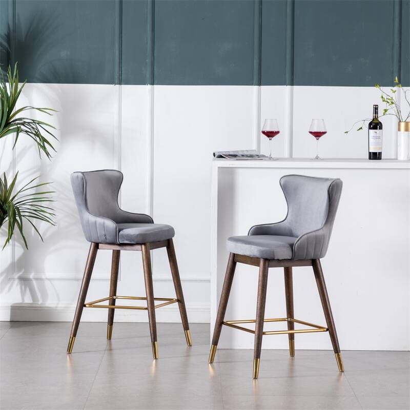 Fabric Upholstered Counter Height Wingback Stools (Set of 2)