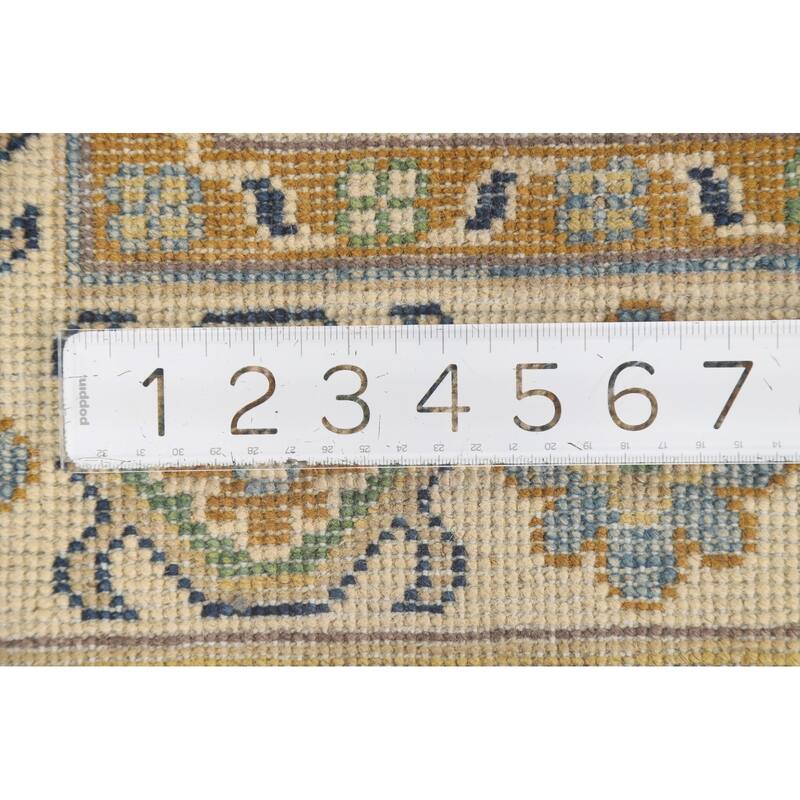 Geometric Brown Kazak Oriental Accent Rug Handmade Wool Carpet - 2'9" x 4'2"