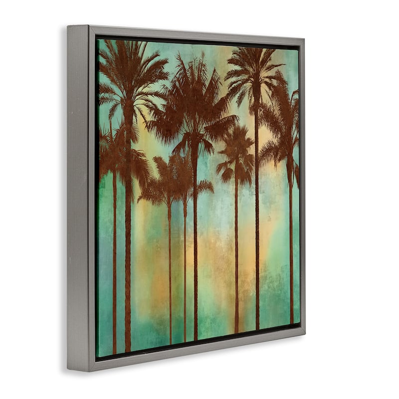 Stupell Palm Trees over Gradient Framed Floater Canvas Wall Art Design By John Seba