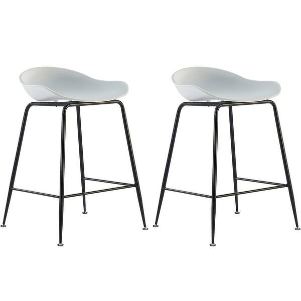 2xhome Set Of 2 25 Seat Molded Plastic Shell Counter Stools With Backs Dark Metal High Dining Chairs Kitchen On Sale Overstock 28529166