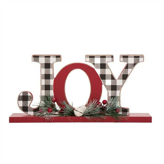 Glitzhome Christmas Wooden Word Table Decor - "JOY"