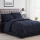 preview thumbnail 1 of 3, Sweet Home Collection 8 Piece Embossed Dobby Stripe Bed In A Bag All Season Complete Set Navy - King