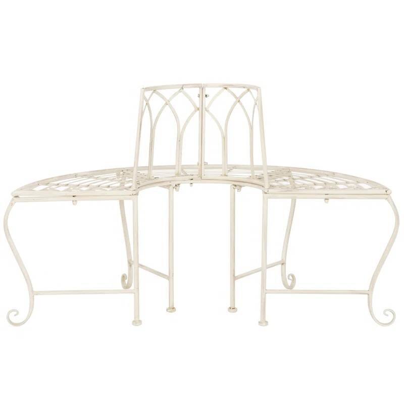 Iron Outdoor Half-Circle Patio Garden Tree Bench - 23.5'' D x 50” W x 30.75” H