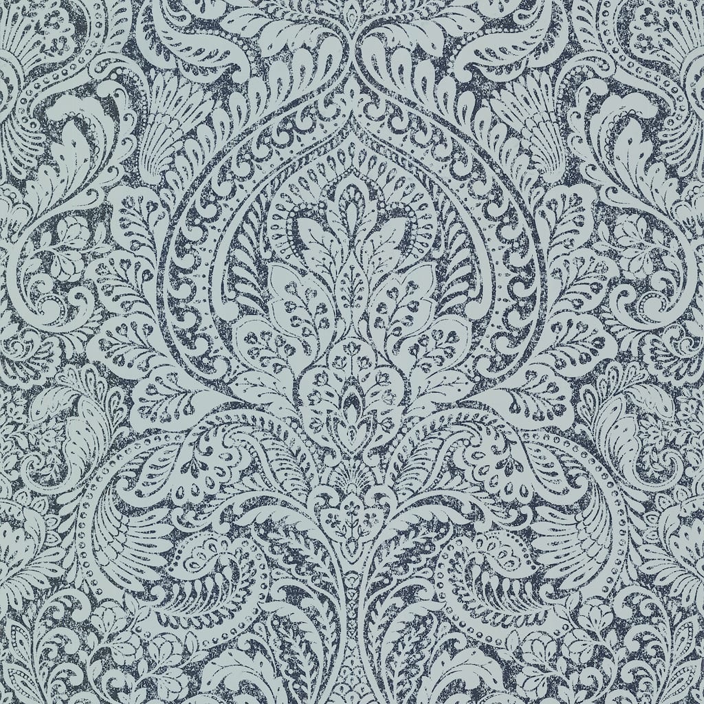 A-Street Prints Artemis Sapphire Floral Damask Wallpaper