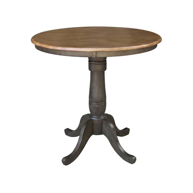 36" Round Top Pedestal Table - Hickory/Washed Coal-35.1"H