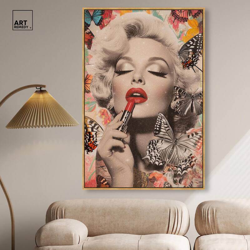 Iconic Lady Butterfly Collage Canvas by Art Remedy