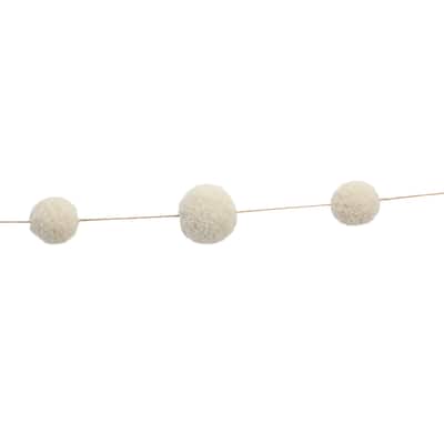 Pom Pom String Garland (Set of 2) - White