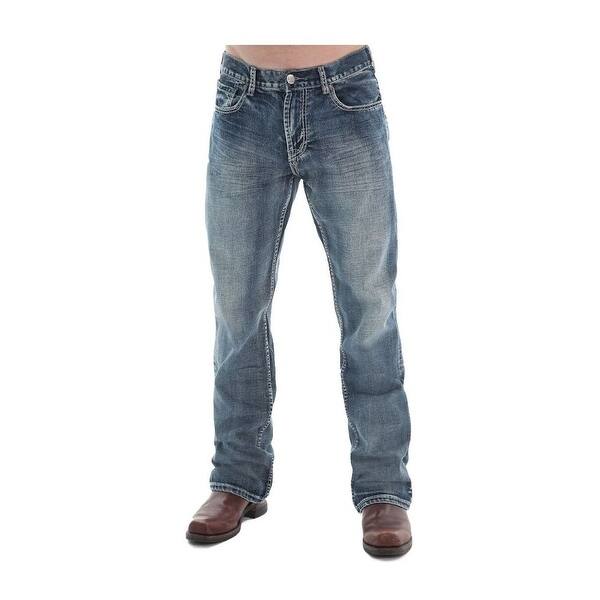 slide 1 of 2, B. Tuff Western Denim Jeans Mens Steel Bootcut Relaxed Med Wash