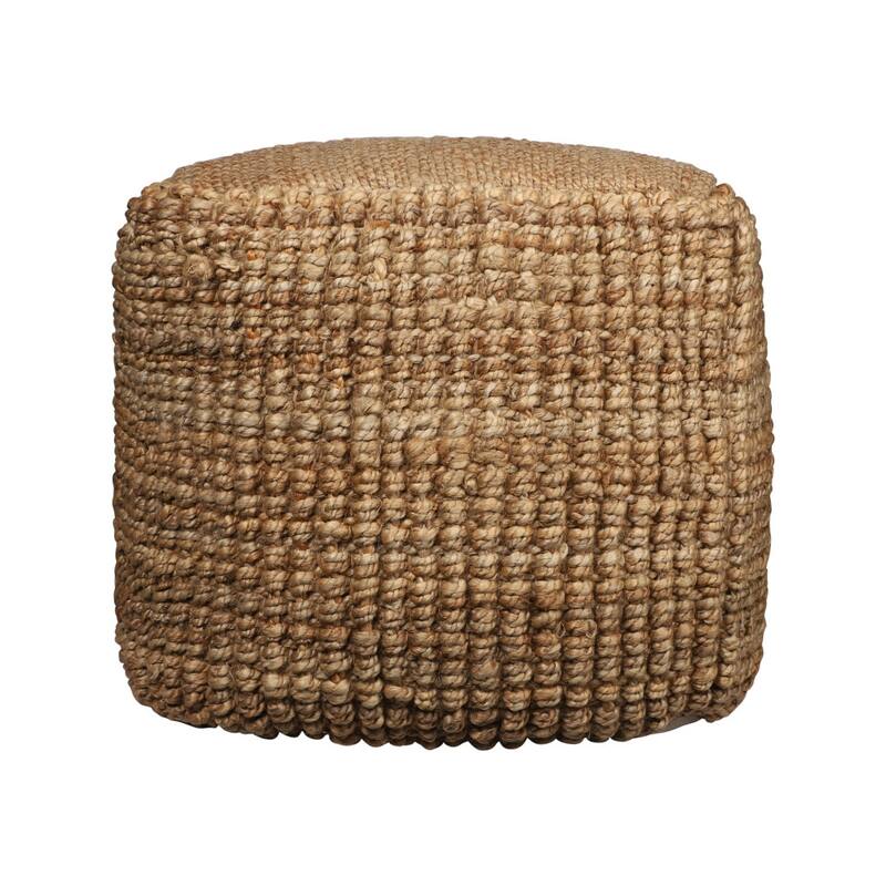 HomeRoots 18" Natural Jute Blend Cube Pouf Ottoman