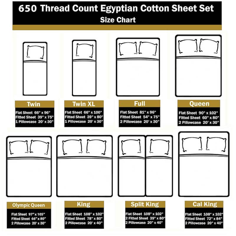 Superior Egyptian Cotton 650 Thread Count Deep Pocket Solid Sheet Set