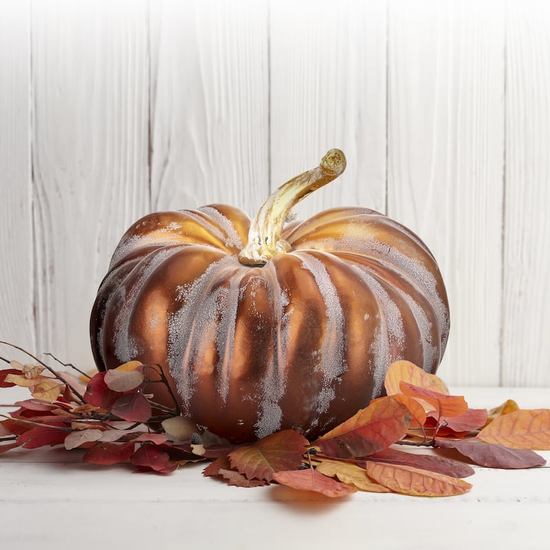 9" Autumn Pumpkin - strofoam:90% plastic:10% - Brown