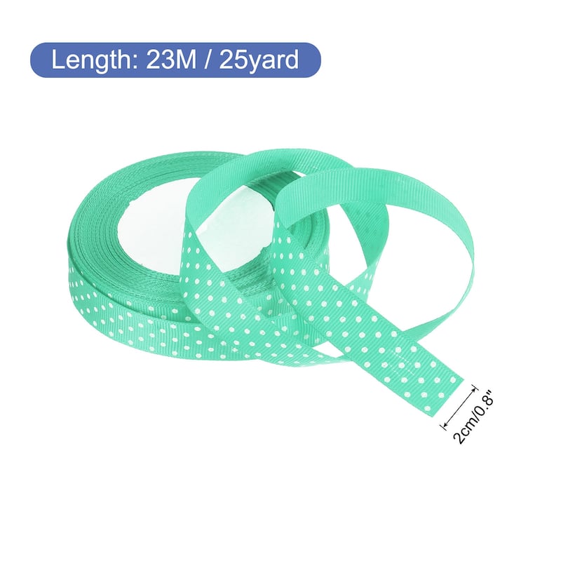 Grosgrain Ribbons with Dots Ribbon Bow Decoration - Green Blue - 25 Yards 3/4 Inch