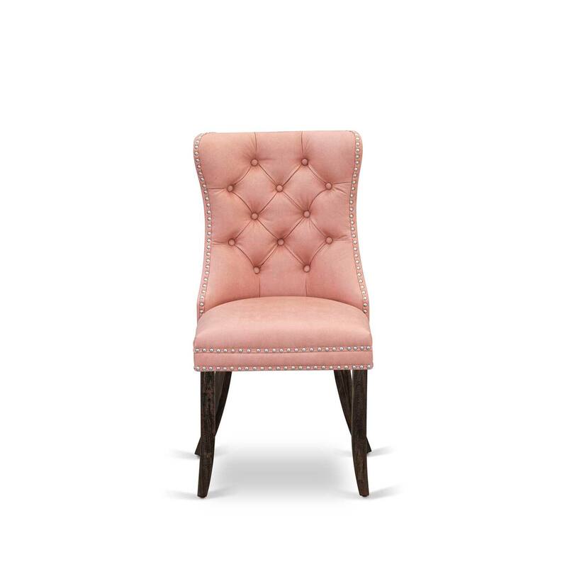 Parson Dining Chairs Set of 2 - Upholstered Kitchen Chairs with Nailhead Trim - Beige Red Faux Leather