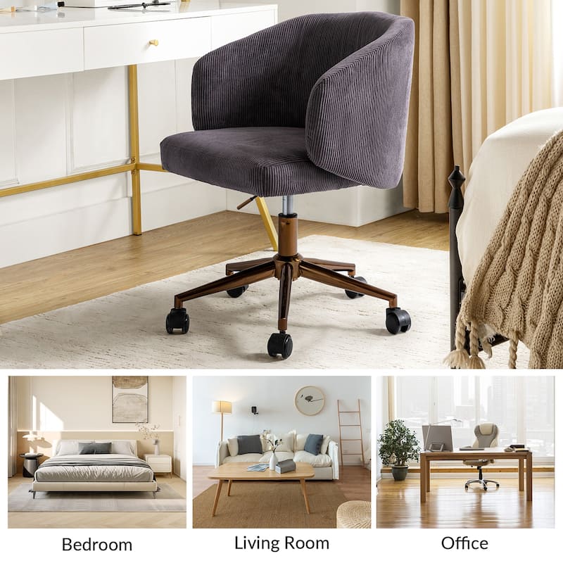 Astore Modern Corduroy Ergonomic Barrel Swivel Office Chair with Height-Adjustable by HULALA HOME