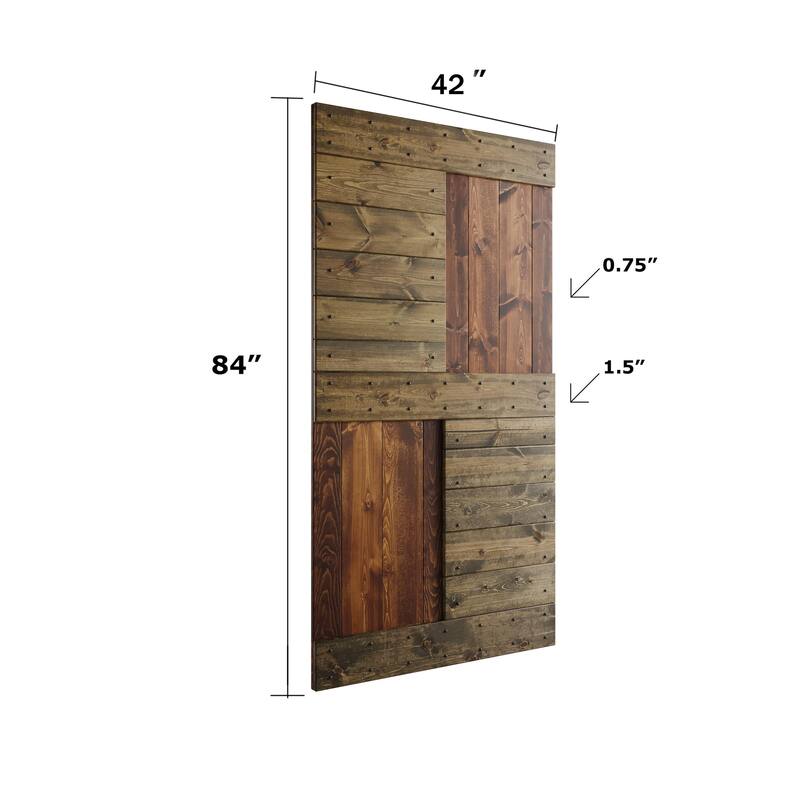 Coast Sequoia 48in./60in./72in./84in. x 84in. S Series Multi-Color Pine Wood Double Sliding Barn Door With Hardware Kit