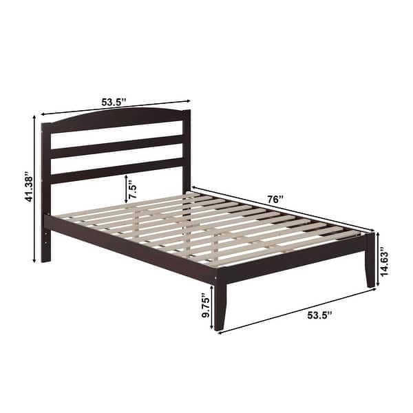 dimension image slide 1 of 5, Warren Solid Wood Platform Bed with Attachable USB Charger