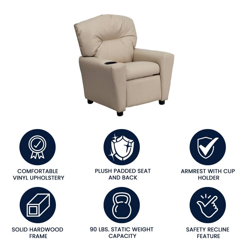 Contemporary Kids Recliner with Cup Holder