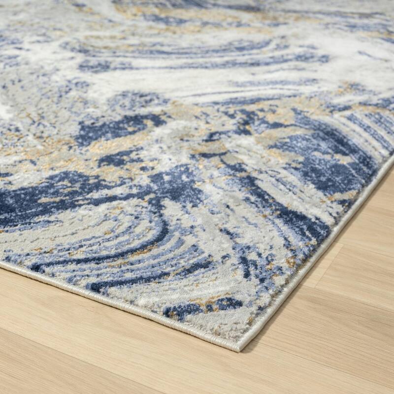 Luxe Weavers Marble Abstract Blue 2x3 Area Rug, Stain-Resistant Rug