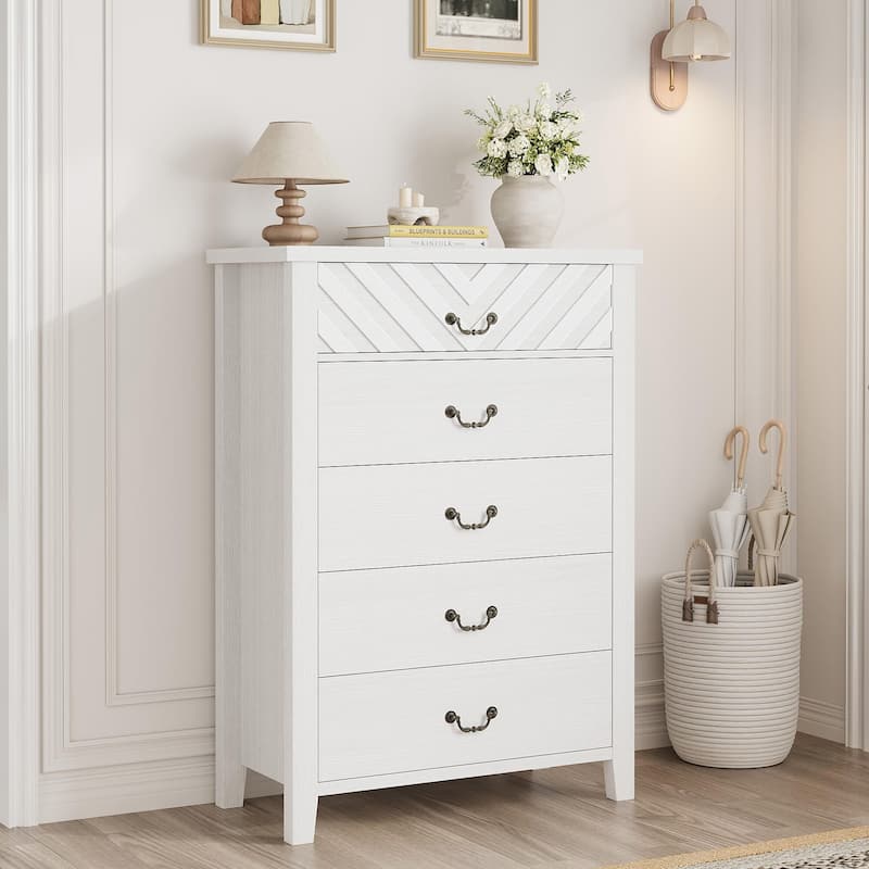 armhouse 5 Dresser for Bedroom, 45.2" Tall Dresser, Vertical Drawer with Storage Freestanding