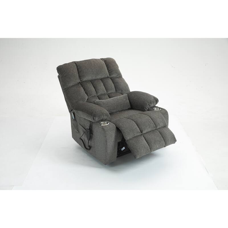 Lift Recliner Chair with Heat & Massage, Dual OKIN Motor Heavy-Duty Recliner Chair, Lounge Chair with Side Pockets & Cup Holders