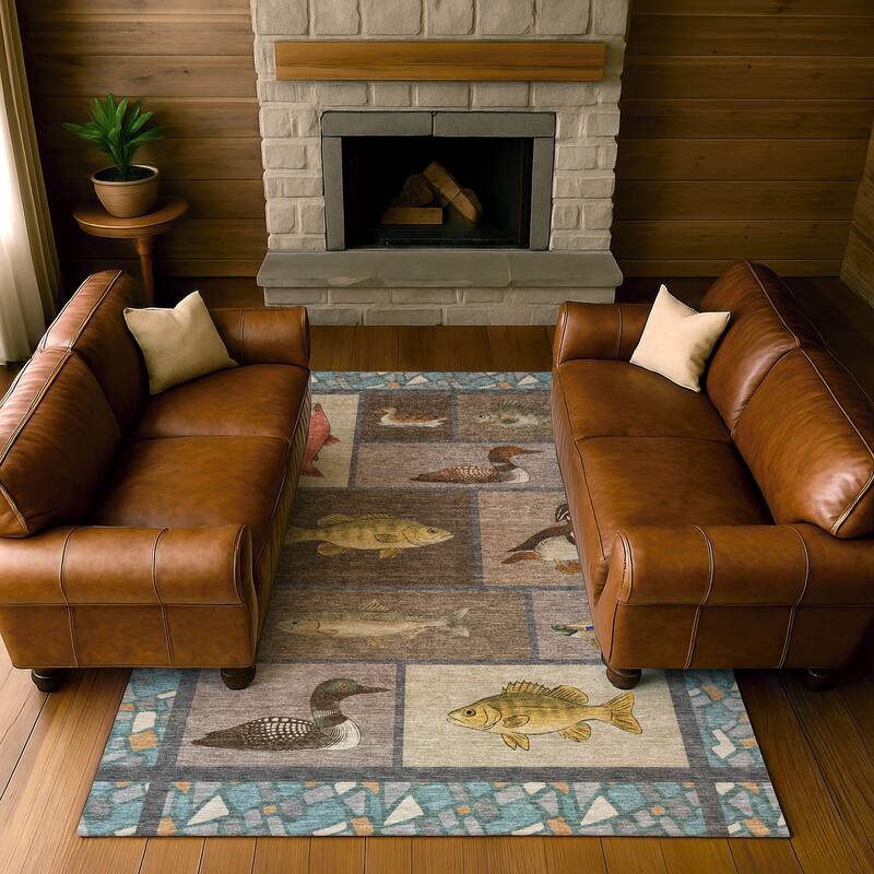 Machine Washable Indoor/ Outdoor Cabin Lodge Chantille Rug
