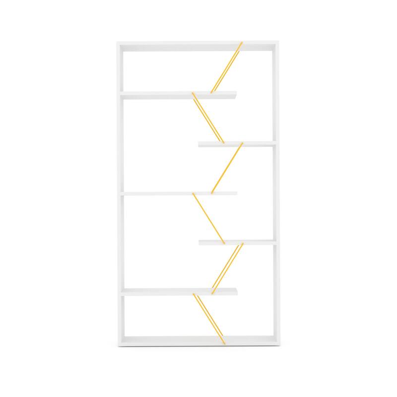 5Tier Ladder Bookshelf with Line Design for Home and Office Bed Bath