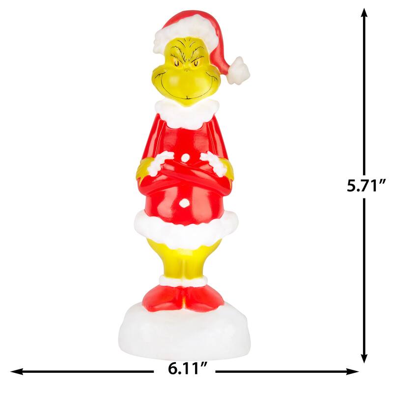 Lighted Blow Mold Decor-Grinch w/Santa Suit-14"-Dr. Seuss