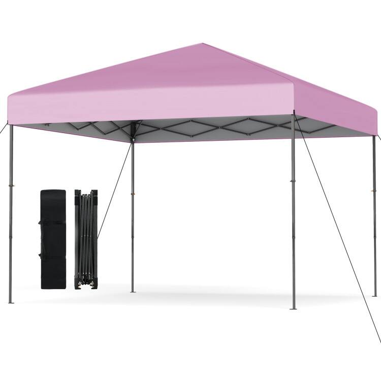 Oxford Fabric Metal Pop Up Canopy Tent with Bag and Adjustable Height - Pink