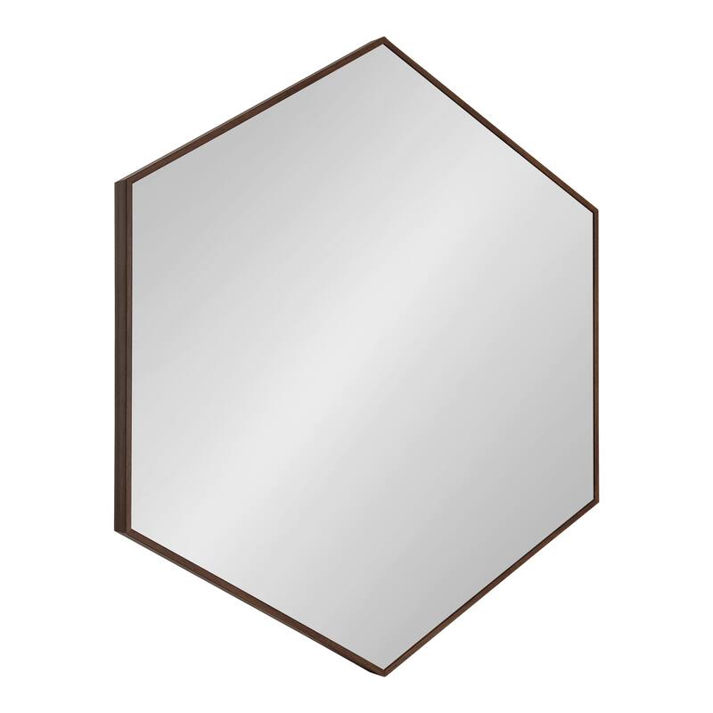 Kate and Laurel Rhodes 6-Sided Hexagon Wall Mirror - 30.75x34.75 - Walnut Brown
