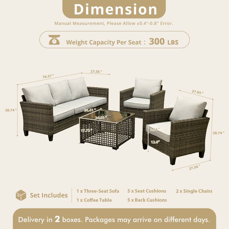 XIZZI Outdoor Wicker Patio Furniture Conversation Set